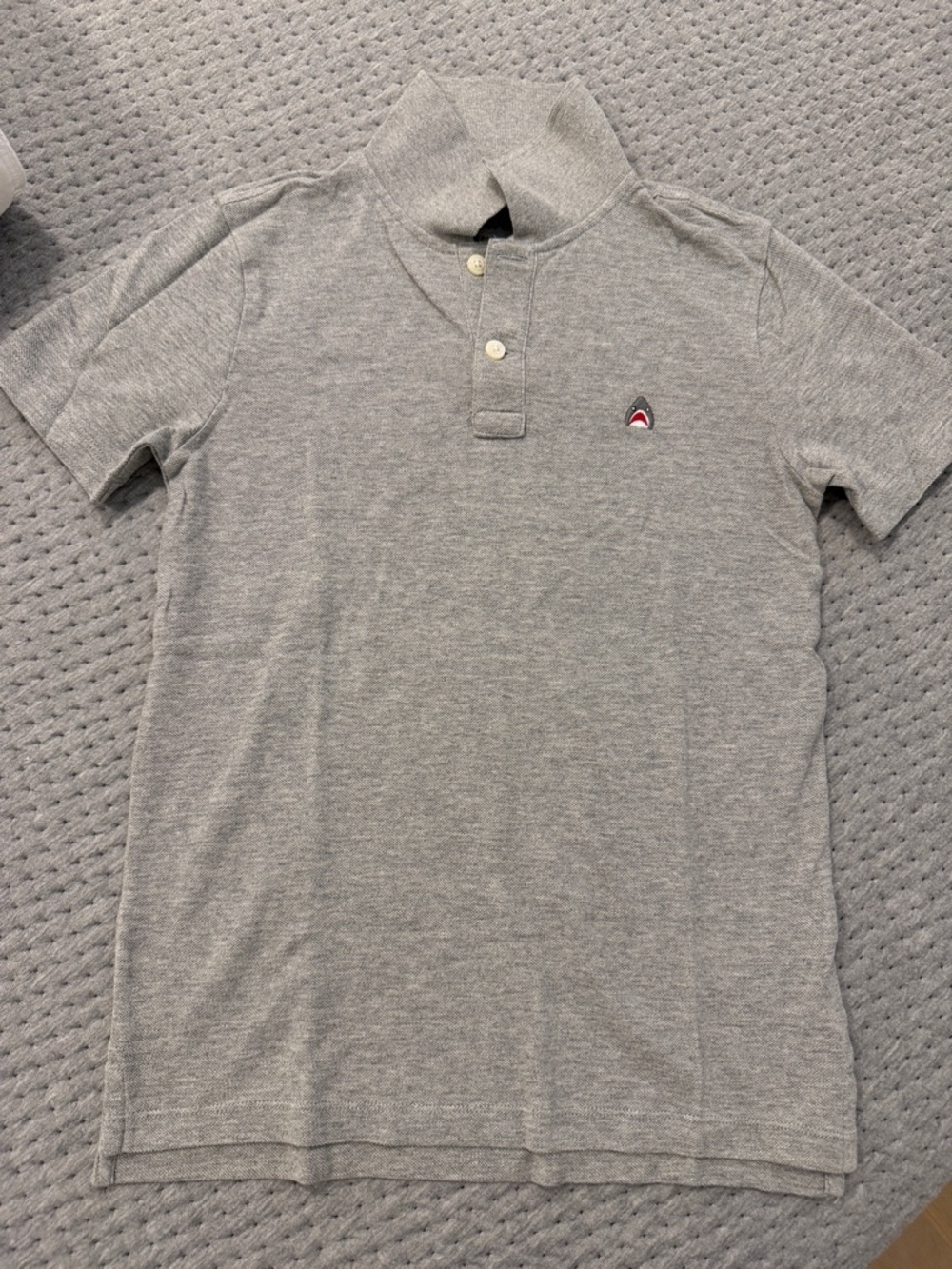 Crewcuts Gray Heather Polo with Small Shark Patch